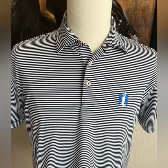 Peter Millar Blue Stripe Polo Size M - Picture 1 of 5